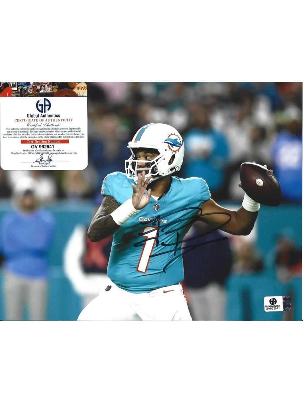 Tua Tagovailoa Signed Autographed 8x10 Photo COA auto Miami Dolphins Rare